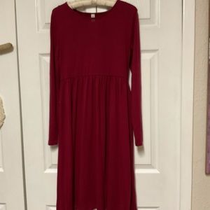 Zenana Outfitters Size M Long Sleeve Wine Long Dress